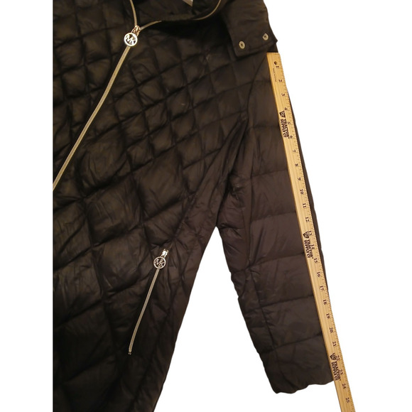 Michael Kors Womans 1x Packable Down Fill Coat Black Quilted Puffy Hooded Pocket - Picture 9 of 14